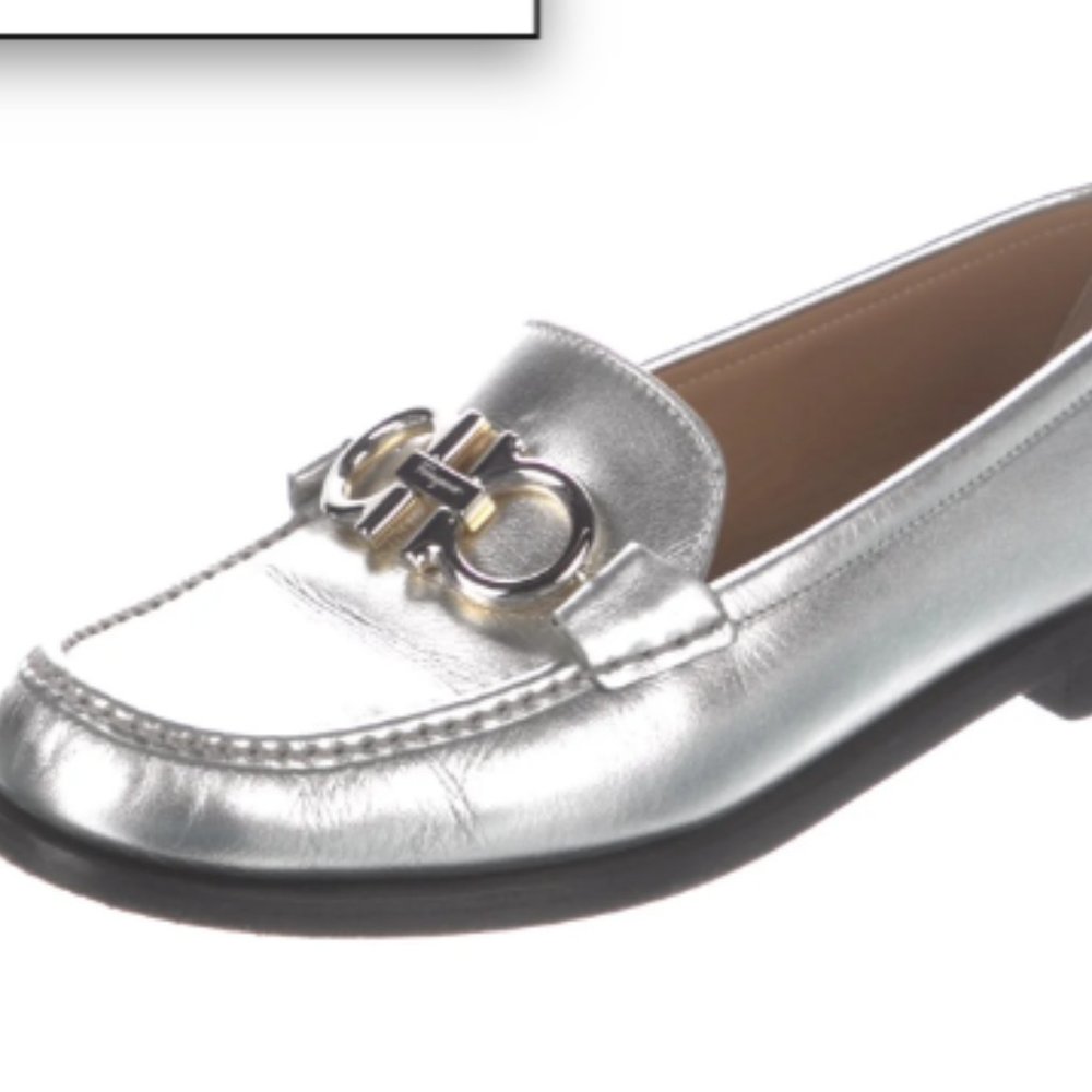 SALVATORE FERRAGAMO silver loafers